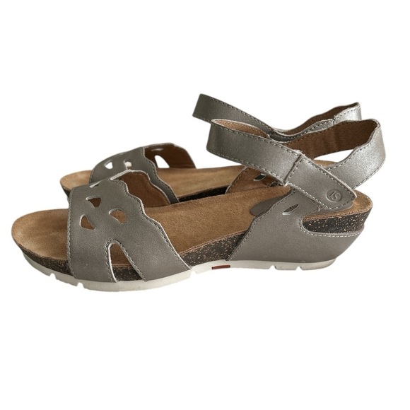 Josef Seibel Hailey 25 Leather Wedge Comfort Sandals in Metallic Tan - 37/6-6.5 - Picture 1 of 10